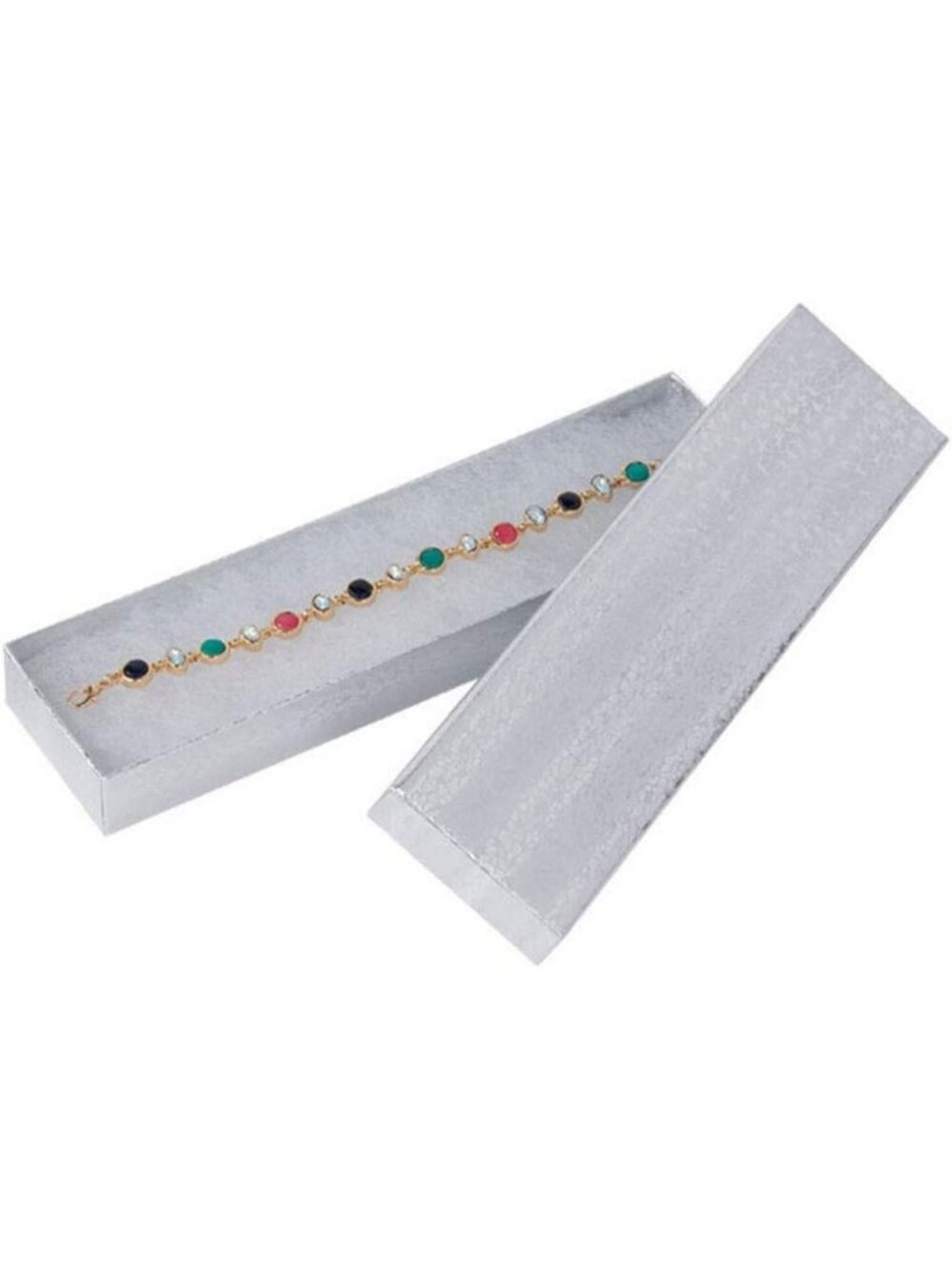 Elegant Cotton Filled Jewelry Boxes - Silver Embossed, Perfect for Gifts